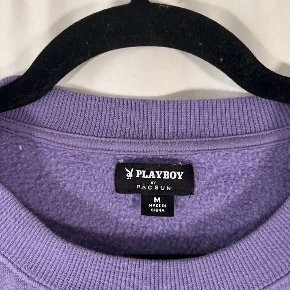 Playboy Pacsun Sweater Women's Medium Purple Oversize Crew Neck Pullover Fleece - Picture 5 of 9